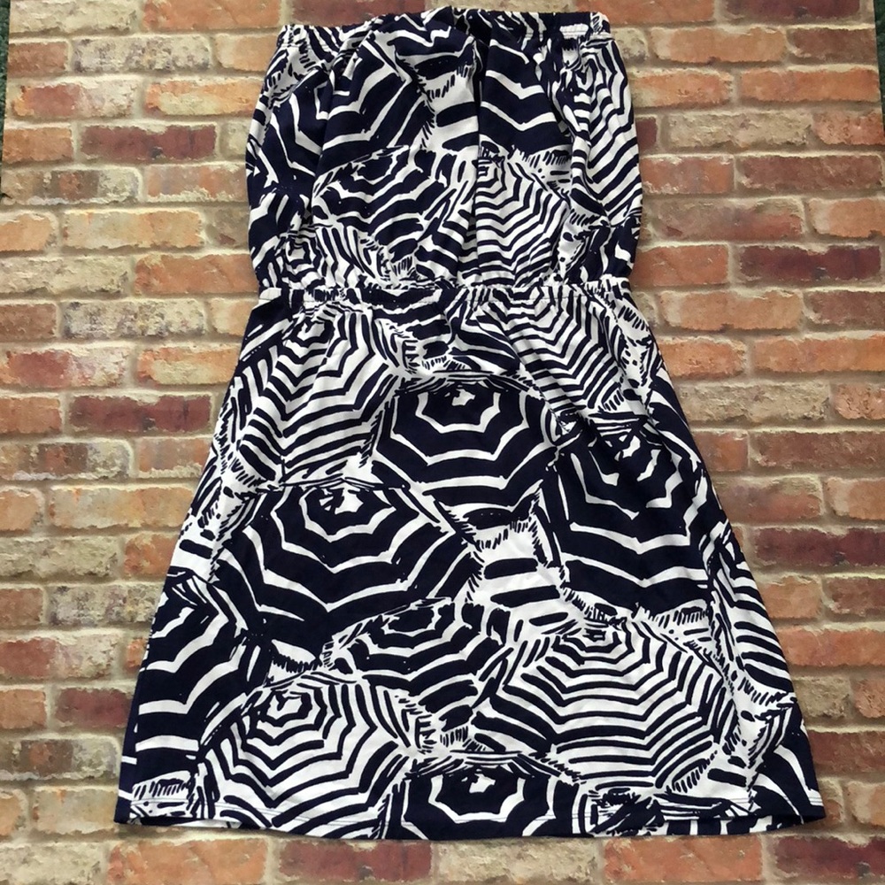 Strapless Navy and White Lilly Pulitzer dress